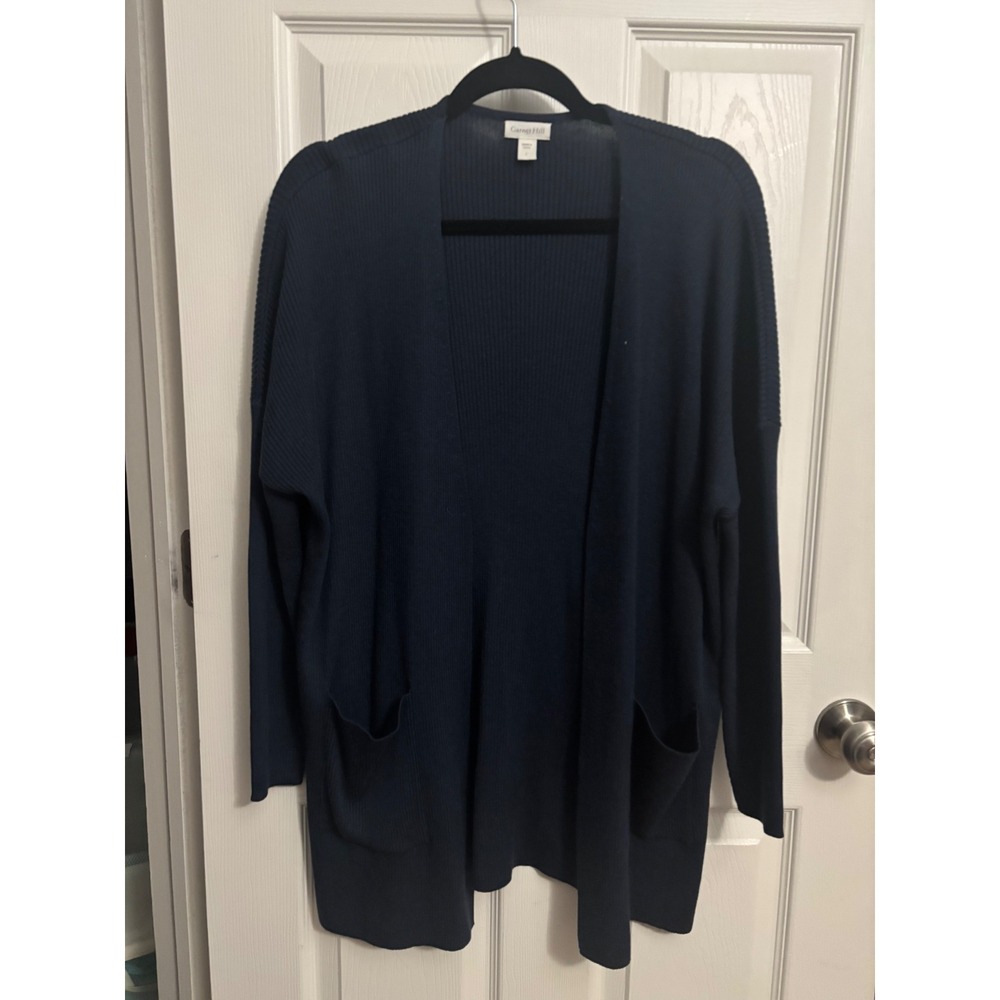 Garnet Hill | Quinn Tencel and Merino Cardigan Blue Sz L #502356
